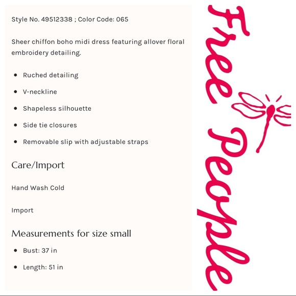 ❌sold❌ Free People • Run Away With Me Embroidered - Picture 3 of 8